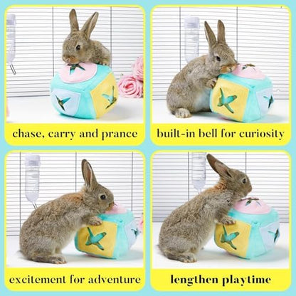 Rabbit Foraging Toy with Bell, Washable Puzzle Feed Game Rabbit Toy