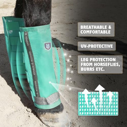 Harrison Howard Loose-Fitting Horse Fly Boots UV-Protective, Durable Fine Mesh Leggins with Reflective Strips (Set of 4)
