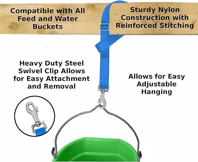 Horse Bucket Strap Hangers,Horse Suppliers Adjustable Nylon Straps up to 700 lbs for Hay Nets, Water Buckets,Hanging-Pratical and Easy Use(4 Pack), 1"x22"