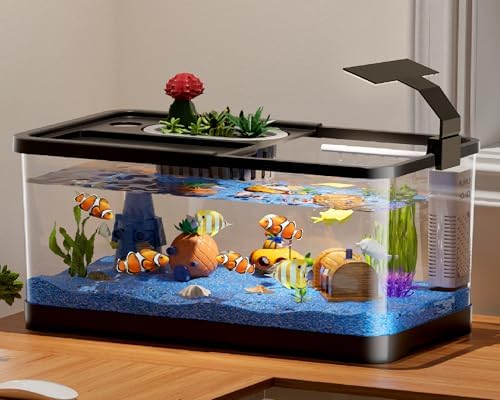 5.3 Gallon Fish Tank, Betta Fish Tank, Starter Kit, Aquarium for Beginner