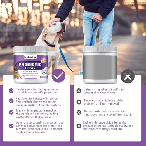 Dog Probiotic Chews 120 Count – 6 Billion CFU, 6 Strains