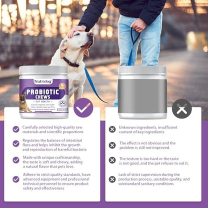 Dog Probiotic Chews 120 Count – 6 Billion CFU, 6 Strains