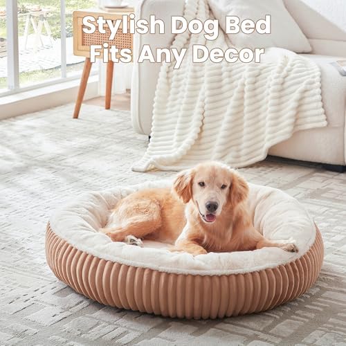 36 inches Calming Donut Dog Bed for Large Dogs,Mocha