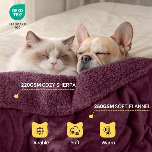Luciphia Waterproof Blanket for Large Dog, Reversible Sherpa Couch Cover
