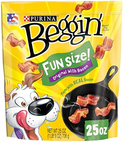 Purina Beggin' Fun Size Dog Treats, Original with Bacon, 25 oz Pouch