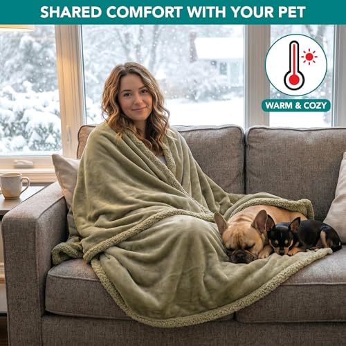 PetAmi Waterproof Dog Blanket for Medium Large Dog Pet, 60x40, Taupe Sherpa