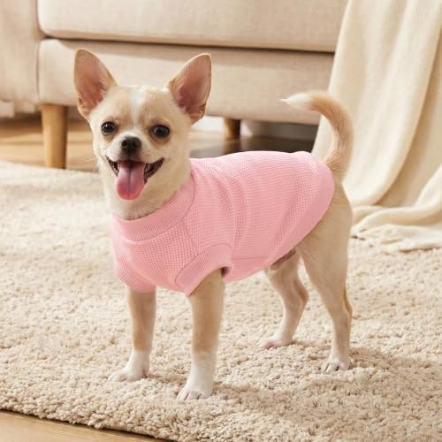 2 Pack Dog Shirt for Small Supplies Functional Waffle Dog Clothes Warm Soft Sweatshirt Outfit for Dogs Cats Pet Apparel
