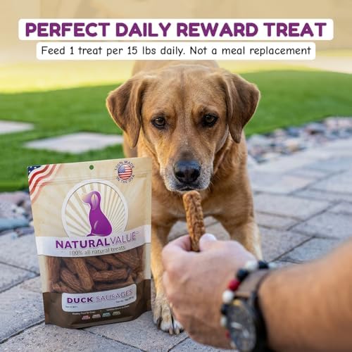 Loving Pets Natural Value Duck Sausages - Soft Jerky Dog Treats for Large & Small Breeds - Healthy Gluten, Wheat, Soy & Grain Free Pet Treats for Dogs
