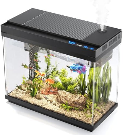 Vehipa Fish Tank, 2.4-Gallon Aquarium Starter Kit with 3-in-1 Quiet Pump