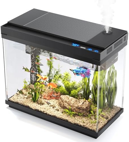 Vehipa Fish Tank, 2.4-Gallon Aquarium Starter Kit with 3-in-1 Quiet Pump