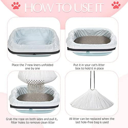 Jutom 84 Count Jumbo Sifting Cat Litter Box Liners with Holes 36''x18''