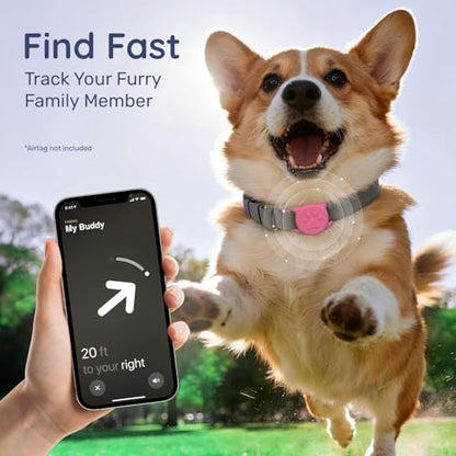 IP68 Waterproof Dog AirTag Holder for Dog Collar, Soft, Stretchy Silicone
