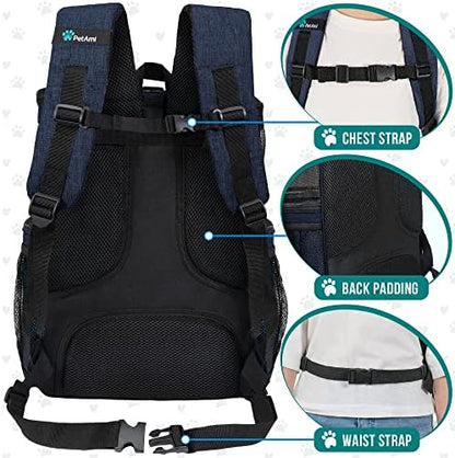 PetAmi Dog Backpack Carrier, Airline Approved 4-Way Entry Cat Bag, Blue