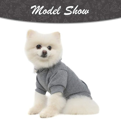 KOOLTAIL Dog Hoodie for Large Medium Small Dogs, Soft and Warm Pet Sweater with Leash Hole and Pocket Boy Girl, Puppy Fall Winter Jacket Clothes, French Pitbull Cold Weather Coat Sweatshirt, Grey SM