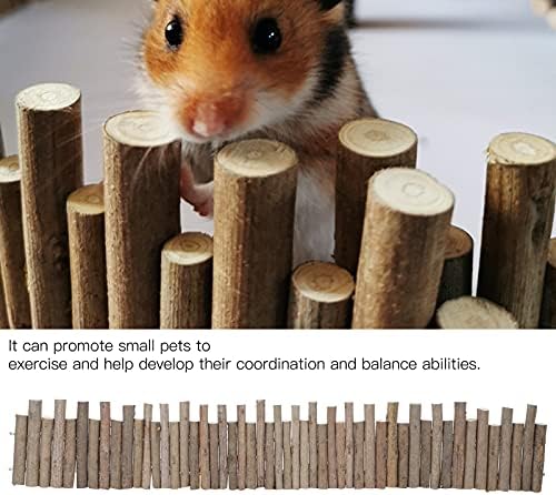Hamster Toys, Flexible Hamster Wooden Bridge Door Fence Hamster Chew Toys Decor Standing Climbing for Gerbil Chinchilla(23.6in)