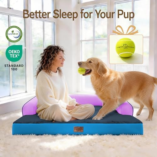 Comfort Expression Washable Dog Bed with Bolster for Medium to Large Dogs