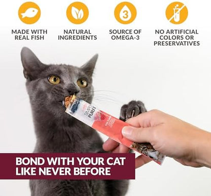 Wild Eats Lickable Cat Treats, Exotic Fish Variety Pack of 12, Puree Bisque