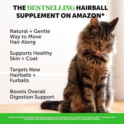 Cat Hairball Remedy Treats - Dual Texture Crunchy Creamy Hairball Treatment for Cats, Furball Relief Control Supplement with Fiber, Fish Oil for Indoor Cats Skin Coat Digestion (90-Day Supply)