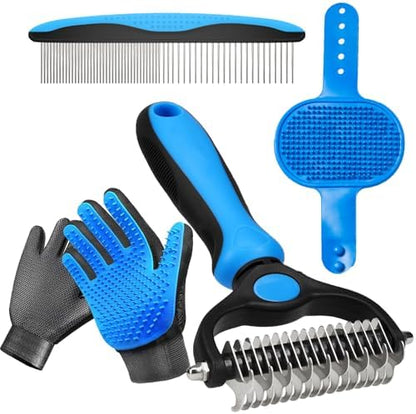 NVNAN 5-Piece Pet Grooming Kit with Deshedding Rake for dogs and cats