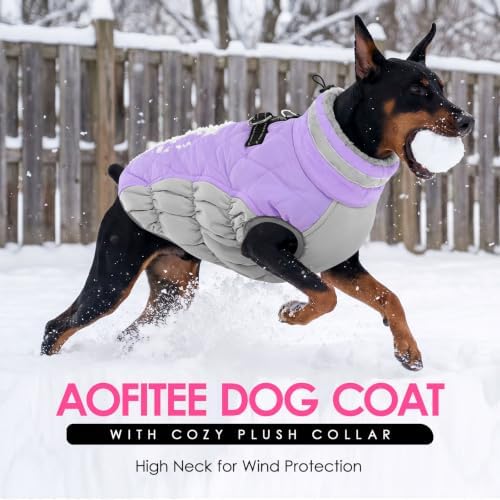 AOFITEE Dog Coat for Extra Large Dogs Warm Dog Winter Jacket with Harness