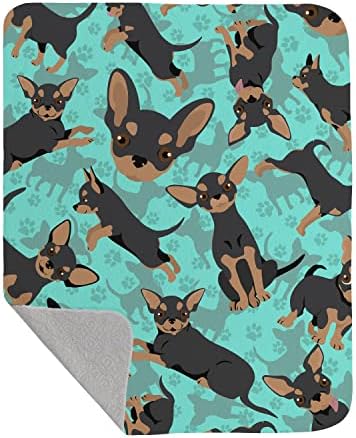 Caroline's Treasures MLM1067LQB Black and Tan Chihuahua Quilted Blanket 50x60 Artwork Pattern Quilted Throw Blanket for Bed, Couch, Sofa, Soft and Lightweight