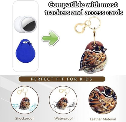 BORKUANA PU Leather Keychain Holder Protective Case Compatible with AirTag