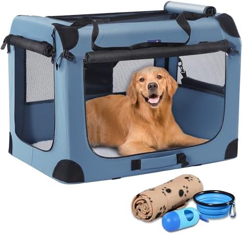 Petprsco Collapsible Dog Crate, 40 inch Portable Dog Crates for Large Dogs
