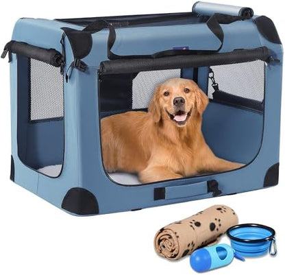 Petprsco Collapsible Dog Crate, 40 inch Portable Dog Crates for Large Dogs