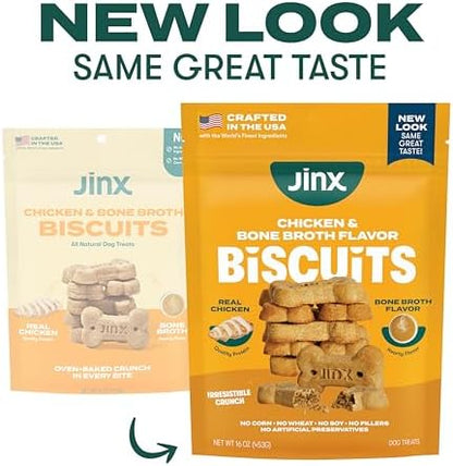 Jinx Dog Biscuits, Oven-Baked Dog Treats with Chicken Bone Broth, 16oz