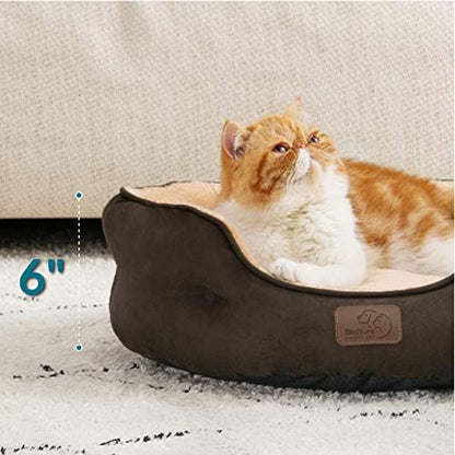 Bedsure Small Dog Bed Washable,Round Cat Beds for Indoor Cats,20in Brown