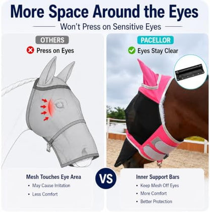 Horse Fly Mask for Horses with Ears and Nose Cover