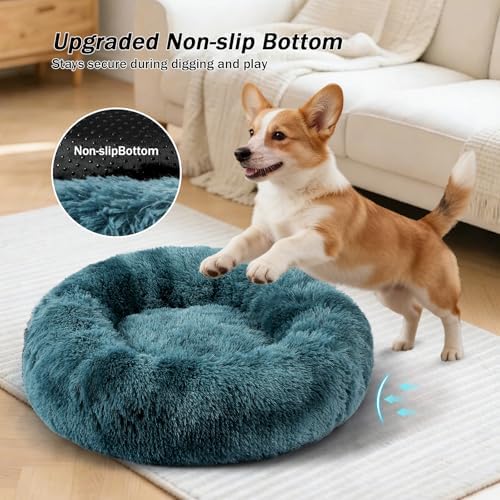 NOYAL Donut Dog Bed for Small Medium Pets, Plush Calming Faux Fur