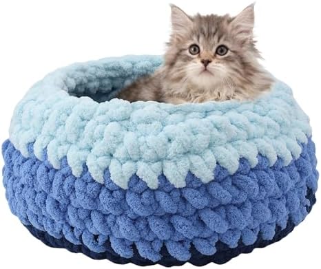 Handwoven Soft Cat Cave Bed, Indoor Cat Beds with Washable Round Nest