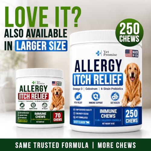 Dog Allergy Relief Chews - Skin Health & Anti-Itch Supplement with Omega-3