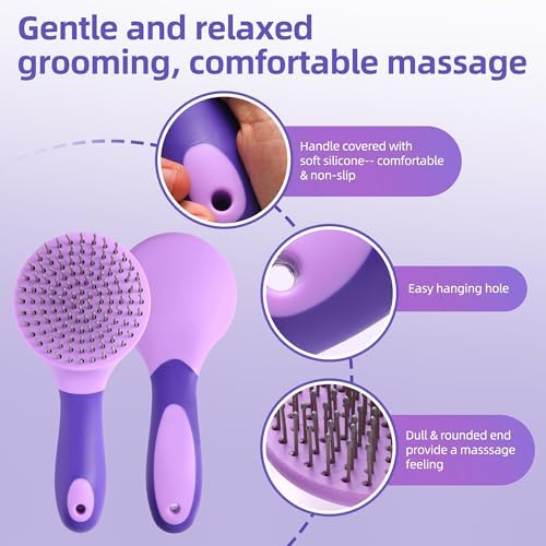 Equine Mane & Tail Combs Horse Brush Shedding Brush Grooming Tool for Horse (Purple)