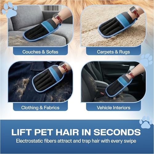 Pet Hair Remover Kit – New 2026 – Electrostatic Glove + 6 Fur-Releasing Laundry Octopuses – Dog & Cat Hair Removal for Furniture, Couch, Carpet, Car Seat, Clothes, Bedding, Washer & Dryer