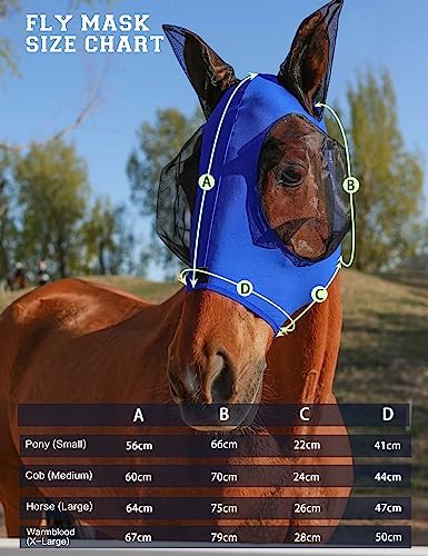 Horse Fly Mask with Ears, Fly Mask for Horses, Breathable Mesh