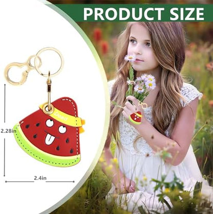 BORKUANA PU Leather Keychain Holder Protective Case Compatible with AirTag