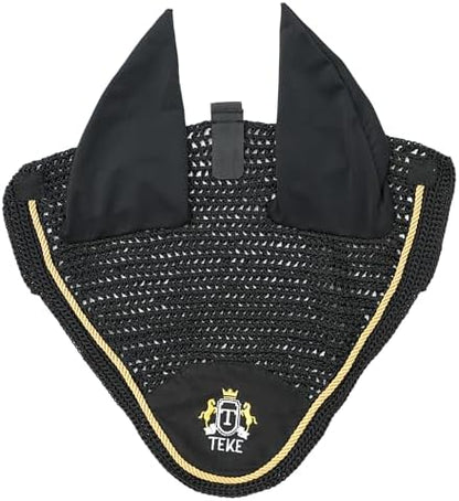 T TEKE Gorgeous Horse Ear Bonnet, 68% Viscose + 32% Acrylic Hand Crocheted mesh with Stylish Piping, Spandex Ears