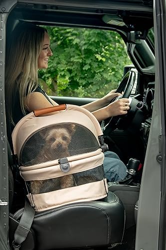 Pet Gear No-Zip View 360 Pet Carrier & Car Seat, Ecru, 15"