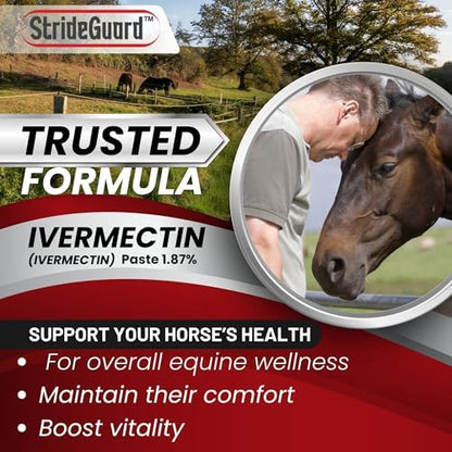 Horse Ivermectin Paste 1.87% – Apple Flavored Oral Horse Dewormer Syringe – 6.08g Tube Treats Horses Up to 1250 LB [Pack-24]