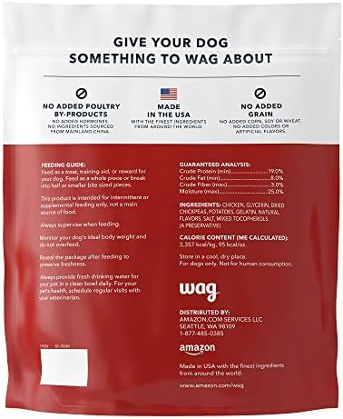 Amazon Brand - Wag Soft & Tender American Jerky Dog Treats -Chicken Recipe (24 oz)