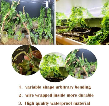 kathson Reptile Plants for Bearded Dragon Tank Accessories,Terrarium Hanging Plants Decor Artificial Bendable Climbing Vines Long Jungle Climbing Vine Decoration for Chameleon Lizards Gecko (2 PCS)