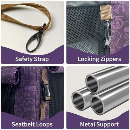 Extra Large Cat Carrier Soft Sided, Portable Small Dog Carrier for 2 Cats, 24"x16.5"x16" Car Travel Folding Comfortable Design, Purple