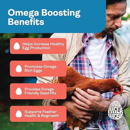 Hippy Chick Egg Booster for Chickens – Omega-3 Vitamin Supplement for Laying Hens – Egg & Feather Health Support – Natural Poultry Treat and Layer Feed Additive