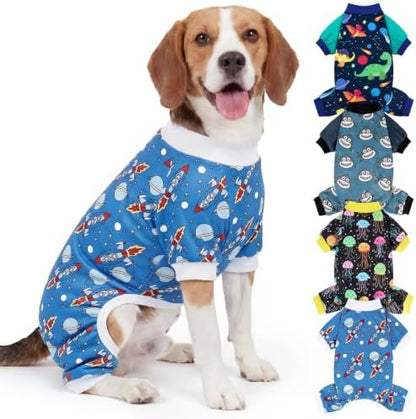 XPUDAC Dog Pajamas Clothes for Small Dogs Boy Girl, Doggie Pjs Dog Onesies Outfits Pet Clothes for Dog Cat Christmas Pajamas, 4 Styles (Universe, XX-Large)