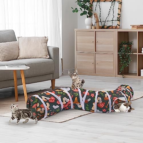 Glittme Cat Tunnel, Cat Tunnels for Indoor Cats, S-Shape Cats Cave with Cat Toys, Foldable Cat Tubes and Tunnels for Cats, Rabbit, Puppy, Guinea Pig