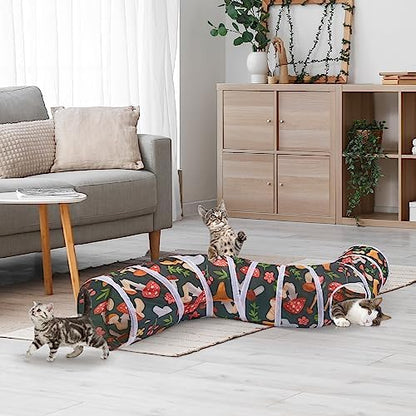 Glittme Cat Tunnel, Cat Tunnels for Indoor Cats, S-Shape Cats Cave with Cat Toys, Foldable Cat Tubes and Tunnels for Cats, Rabbit, Puppy, Guinea Pig