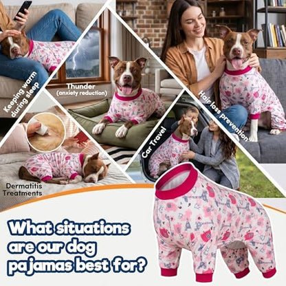LovinPet Doberman Type Dog Bodysuits, Jungle Dreams Fuchsia Print, 3XL