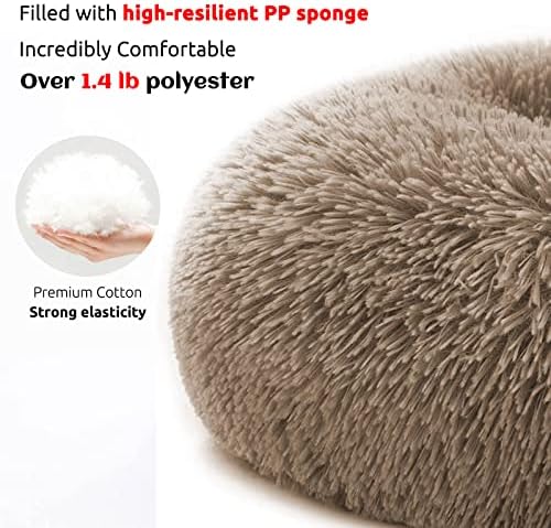 HACHIKITTY Calming Pet Sofa Bed Mat, Washable Fluffy Couch Cover for Dogs and Cats, Anti-Slip Bottom (40"x 38"x 6", Camel)